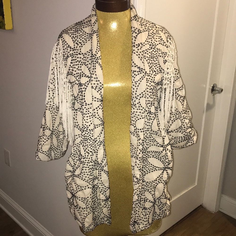 Beautiful embroidered fringe cardigan